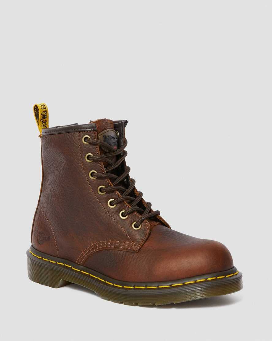 Dr. Martens Maple Zip Steel Toe Arbeidsstøvler Dame Brune [0876UKBYW]